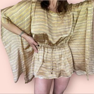 STUNNING 🌟🔥 Michael Kors Designer Silky Golden Goddess Tunic Dress Top! 💥